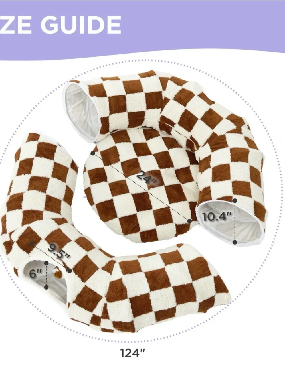 BEDSURE Plush Checkered Cat Tunnel & Bed 🏁🤎🐾🐈